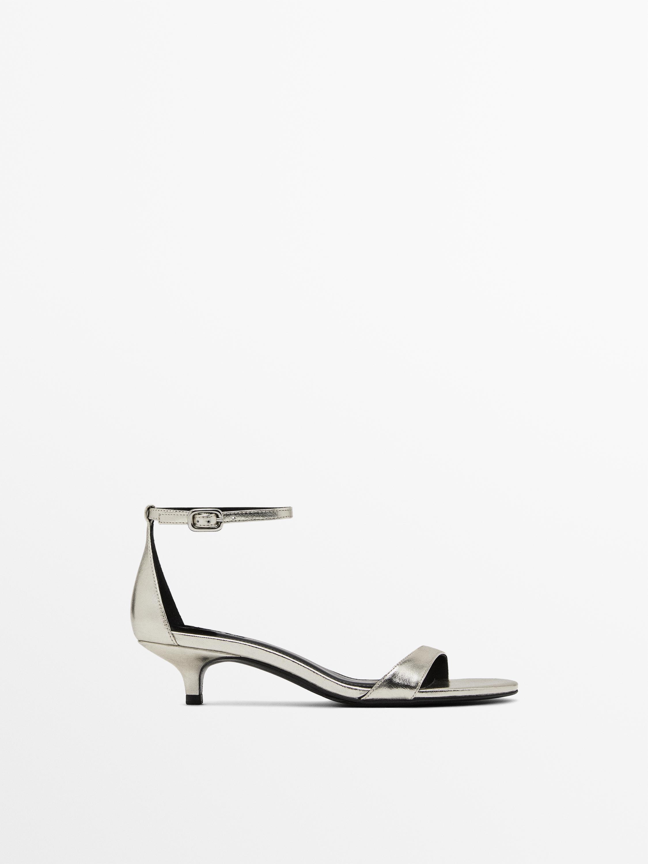 High-heel sandals with metallic strap